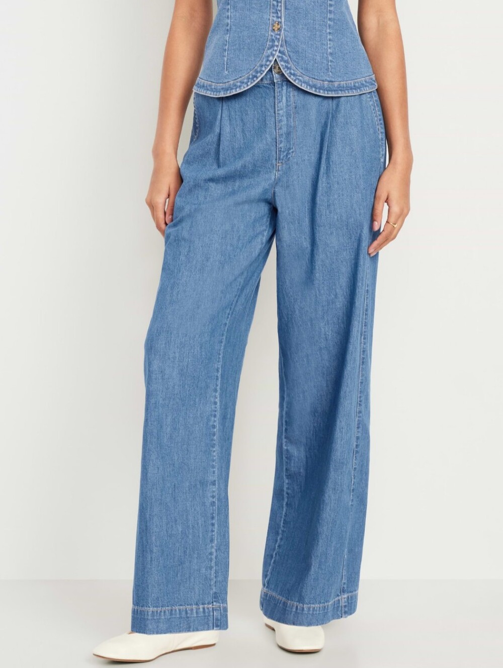 Old Navy Blue Extra High Waisted Taylor Trouser Super Wide Leg Jeans Size 4